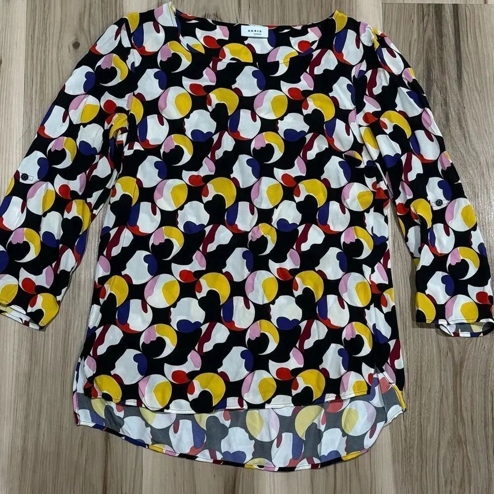 Akris Punto Multicolor Floating Dot Print A-Line Blouse Women’s 2